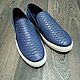 Espadrilles made of genuine Python leather and blue tweed in stock!, Slip-ons, St. Petersburg,  Фото №1
