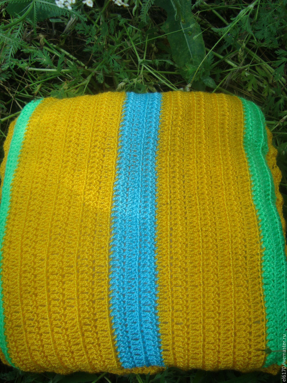 Вязаная маленькая подушка- думочка "Летняя лужайка" в интернет-магазине ...