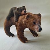 Куклы и игрушки handmade. Livemaster - original item felt toy: With a bear cub. Handmade.