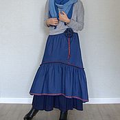 The floor-length skirt linen in Bohemian style