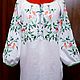 Женская вышитая блузка "Ветка шиповника"   ЖР2-216, Блузки, Темрюк,  Фото №1