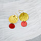 Boho brass earrings Bright red round earrings Minimalism Gold. Earrings. Strangell Jewelry. Online shopping on My Livemaster.  Фото №2