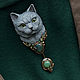 Brooch needle: ' Warm cat'. Stick pin. House Of The Moon Dew. My Livemaster. Фото №5