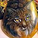 Rysiek – pendant with lacquered miniature paintings from the series 'Wild cats», Pendant, Moscow,  Фото №1