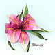 Order Brooch-pin: Brooch Lily silk. Silk flowers. FABRIC FLOWERS. Dizani. Livemaster. . Brooches Фото №3
