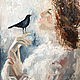 Girl and bird, bedroom painting, oil on canvas. Pictures. myfoxyart (MyFoxyArt). Online shopping on My Livemaster.  Фото №2