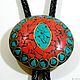 India'Ethnic' bolo tie with stones (Coral and Turquoise), Vintage ties, Saratov,  Фото №1