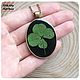 Pendant with real four-leaf clover in jewelry resin. Pendants. ru4kami-ru4kami. My Livemaster. Фото №6