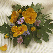 Украшения handmade. Livemaster - original item Leather flowers . Decoration brooch pin ... The smell of spring.... Handmade.