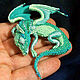 Brooch dragon 'Mint Sonia'. Brooch beads, Brooches, Moscow,  Фото №1