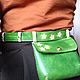 Green Fanny Pack, Country Waist bag and belt, of cowhide leather, Waist Bag, St. Petersburg,  Фото №1