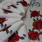 Полотенце льняное с кружевом Романтическая роза