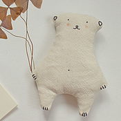 Куклы и игрушки handmade. Livemaster - original item Toy soft bear white linen 15 cm. Handmade.