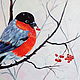 'Happy Bullfinch ' 40/50 oil on canvas. Pictures. Anji's favourite pictures (anzhela-a). My Livemaster. Фото №5