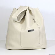 Сумки и аксессуары handmade. Livemaster - original item Bag Bag Leather Beige Medium Bag String Bag T-shirt Shopper Cream. Handmade.
