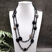 Работы для детей, handmade. Livemaster - original item Natural Black Agate Long Beads. Handmade.