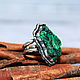 Ring 925 Sterling silver corduroy malachite IV0093. Rings. Sunny Silver. My Livemaster. Фото №5