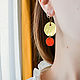 Boho brass earrings Bright red round earrings Minimalism Gold. Earrings. Strangell Jewelry. My Livemaster. Фото №5