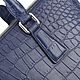 Men's briefcase bag made of crocodile leather, in dark blue color. Men\'s bag. SHOES&BAGS. My Livemaster. Фото №6