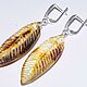 Order Long earrings 'Leaves' of amber with inclusions. podaro4ek22. Livemaster. . Earrings Фото №3