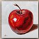 Картина маслом Красное яблоко 15 на 15 см натюрморт, Картины, Москва,  Фото №1
