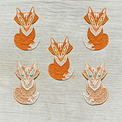 Материалы для творчества handmade. Livemaster - original item Embroidered patch Red fox applique patch 3.5x6cm. Handmade.