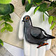 Brooch ' Grey funny pigeon with orange eyes bird', Brooches, Bryukhovetskaya,  Фото №1