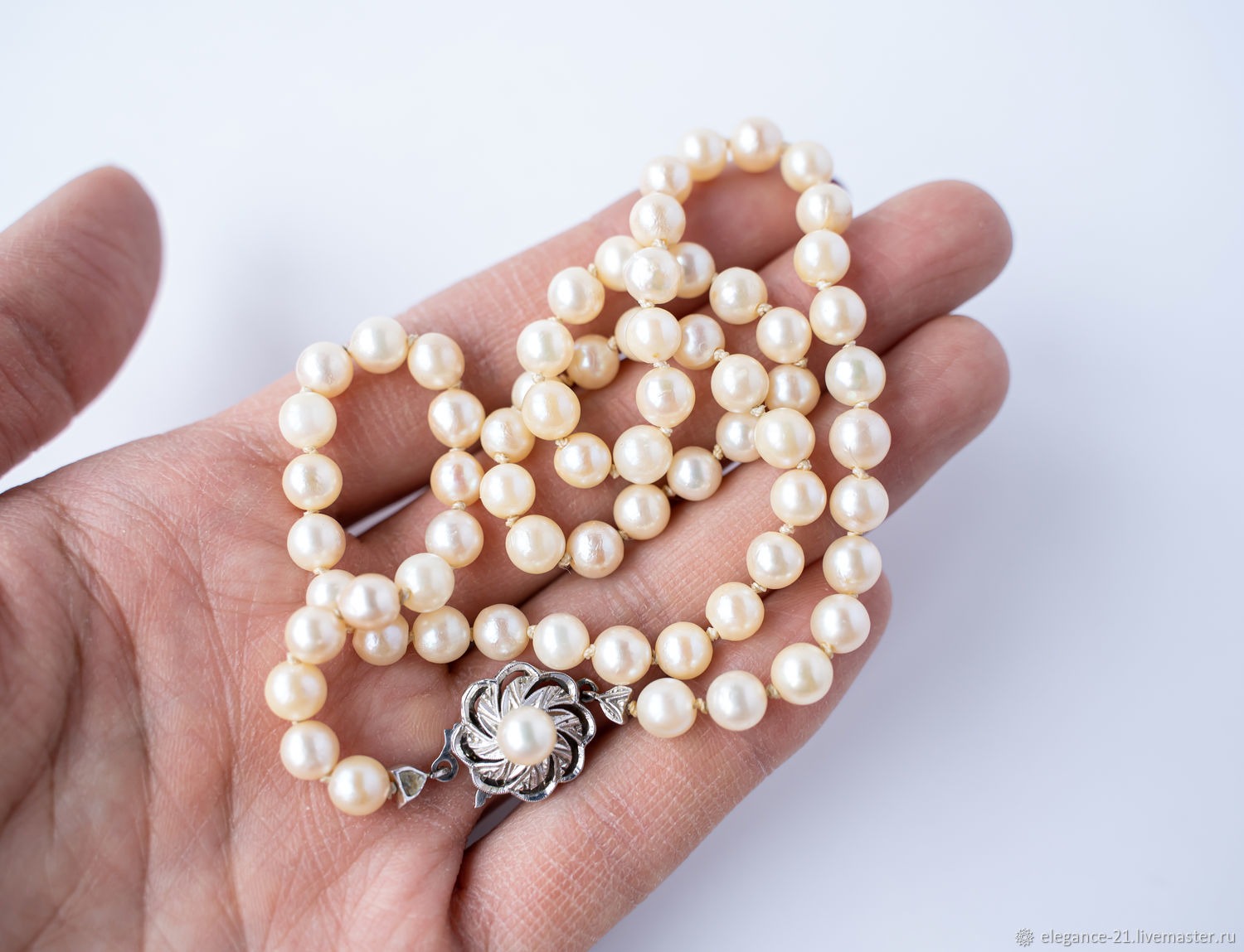 МК Жемчужное ожерелье - как сделать длинное многослойное ожерелье из бусин с цепочкой