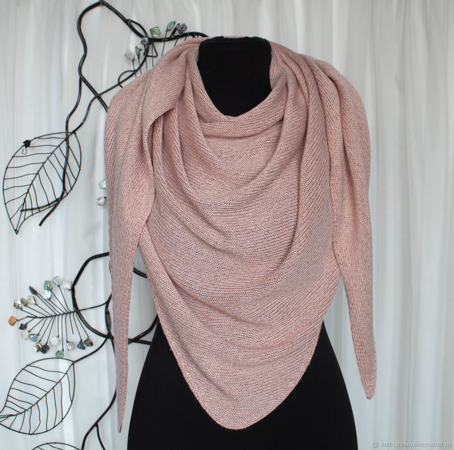 Косынка вязаная / платок / бактус с люрексом – купить на Ярмарке ...