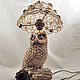 Ceramic table lamp `Owl`. The lampshade is made in author's technique braided ceramic.

