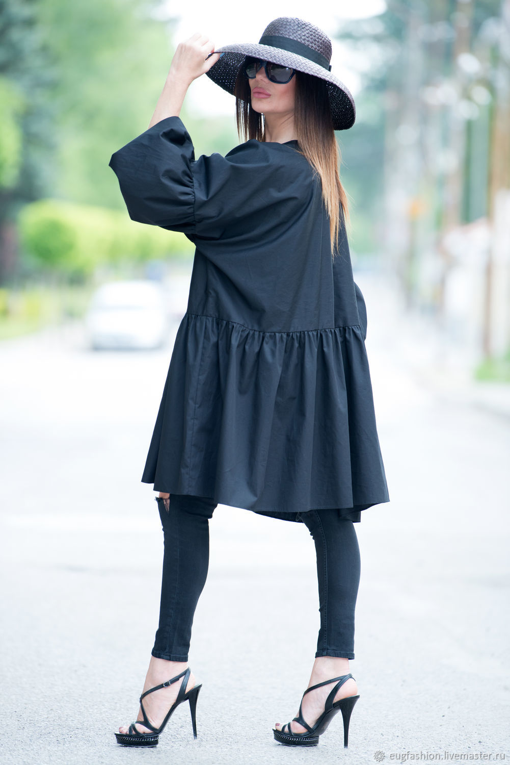 Платье туника черная