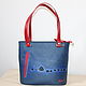 Order Leather woman blue bag tote "Miro.Blue 2". Leather  Art  Phantasy. Livemaster. . Tote Bag Фото №3