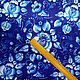 Ткань атлас Гжель цветы на синем. Ткани. СЛАВЯНКА мастерская. Интернет-магазин Ярмарка Мастеров.  Фото №2