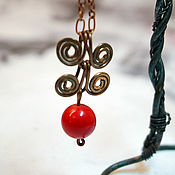 Украшения handmade. Livemaster - original item Scythian pendant with pressed coral.. Handmade.