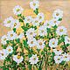 Painting on a golden background of daisies in the sun 'Loves' 50h50 cm, Pictures, Volgograd,  Фото №1
