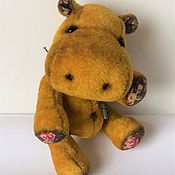 Куклы и игрушки handmade. Livemaster - original item Teddy Animals: Yellow Hippo 14 cm. Handmade.