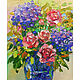 Order Paintings with flowers 'Roses and hydrangeas'. Multicolor Gallery. Livemaster. . Pictures Фото №3