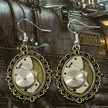 Украшения ручной работы. Ярмарка Мастеров - ручная работа Стимпанк серьги "Steampunk Clockwork". Handmade.