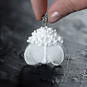 Украшения handmade. Livemaster - original item Snow lampwork butterfly pendant 