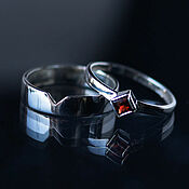 Украшения handmade. Livemaster - original item Set of two silver rings with garnet. Handmade.