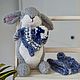 Реалистичный серый домашний кролик - вязаная игрушка кролик в свитере, Мягкие игрушки, Армавир,  Фото №1