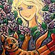 Картина "Фея и кот Васька" авторской работы Катерины Аксеновой.