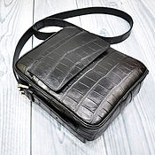 Сумки и аксессуары handmade. Livemaster - original item Crossbody bag made of genuine crocodile leather, in black!. Handmade.