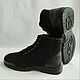 Men's Winter boots felted Black h 12, zipper lacing leather. Boots. Zhanna. My Livemaster. Фото №5