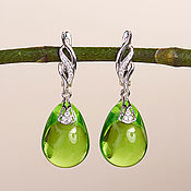 Украшения handmade. Livemaster - original item Silver-plated drop earrings in green color. Handmade.