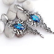 Украшения handmade. Livemaster - original item Earrings classic: Long earrings with marquise stones. Handmade.