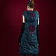 Sleeveless Blue Textured Linen Coat Hooded Midi Coat. Vests. mongolia. My Livemaster. Фото №5