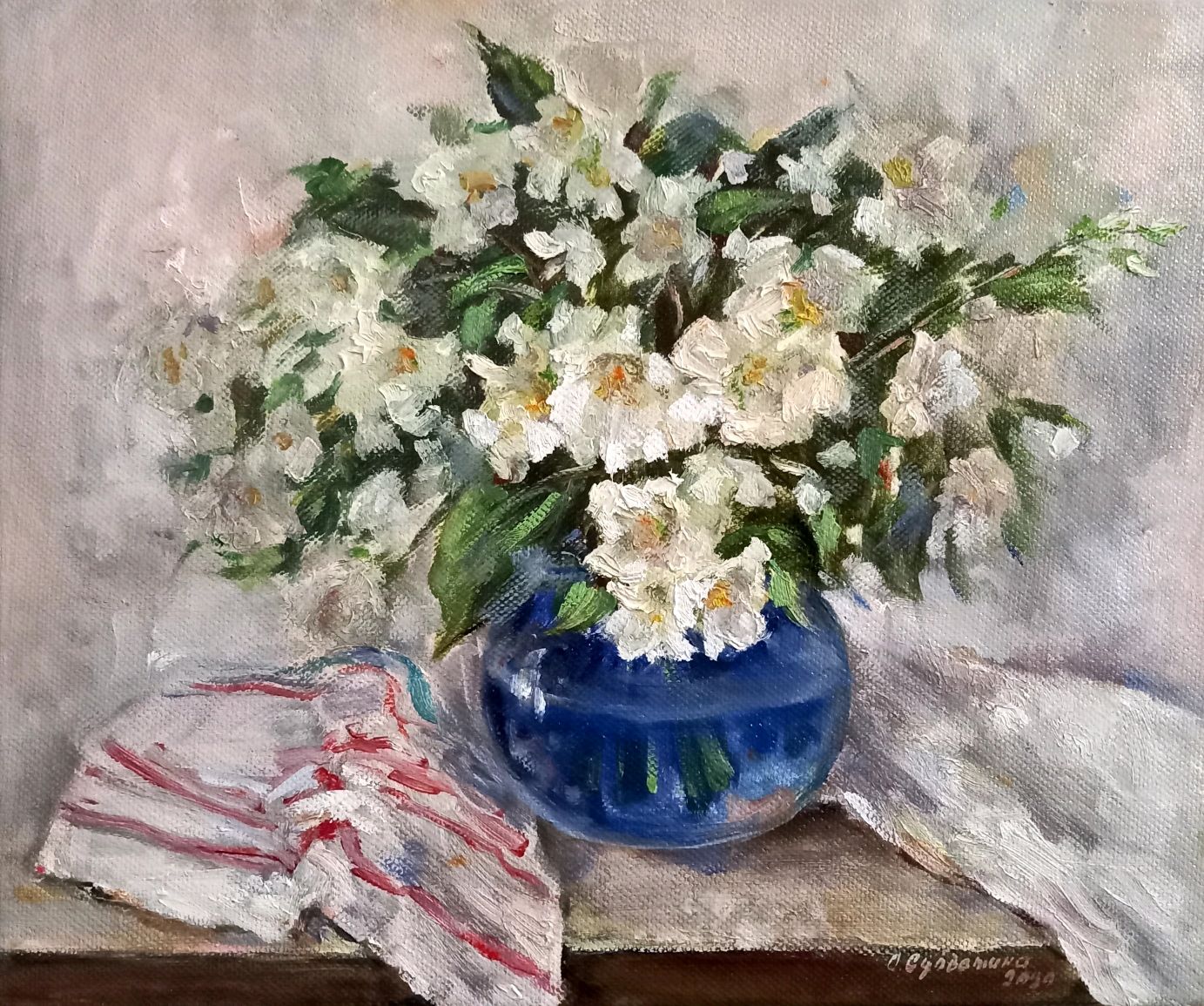 Жасмин авторский натюрморт весенняя картина маслом – заказать на ...