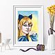 Watercolor portrait of a beautiful girl neko, Pictures, Rostov-on-Don,  Фото №1