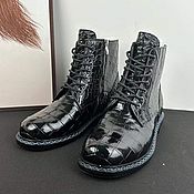 Обувь ручной работы handmade. Livemaster - original item Men`s ankle boots with zipper and laces, made of genuine crocodile leather. Handmade.
